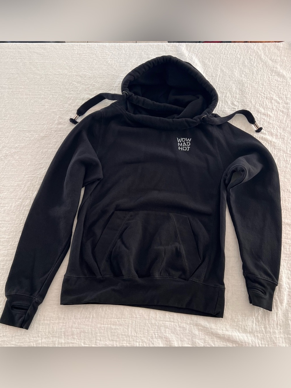 Just Hoods Black Cotton Blend Fleece Pullover Hoodie Kangaroo Pouch Men’s M